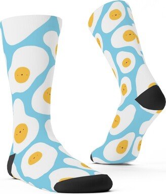 Socks: Cute Fried Eggs - Blue Custom Socks, Blue