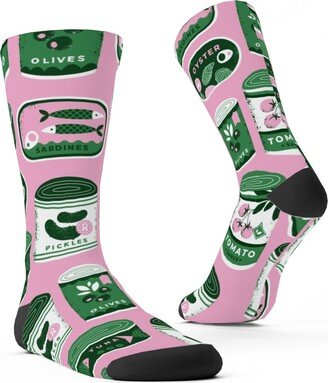 Socks: Canned Goods Custom Socks, Pink