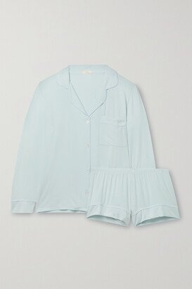Gisele Piped Stretch-modal Pajama Set - Blue