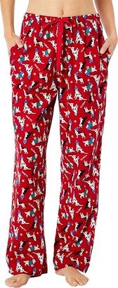 Bean's Flannel Pants Print (Nautical Red Winter Dogs) Women's Clothing