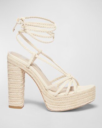 Carson Braided Ankle-Wrap Platform Espadrilles