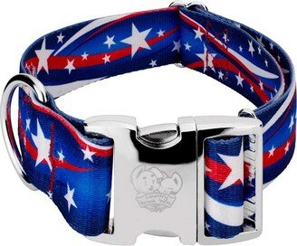 Country Brook Petz 1 1/2 Inch Premium Star Spangled Dog Collar (Large)