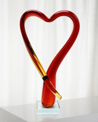 Opus Heart Art Glass Figurine - 8.5 x 3.75 x 13.75