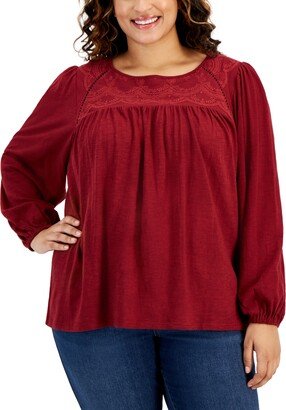 Style & Co Plus Size Lace Knit Top, Created for Macy's