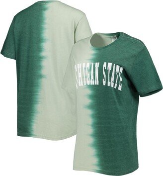 Women's Gameday Couture Green Distressed Michigan State Spartans Find Your Groove Split-Dye T-shirt