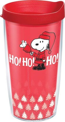 Peanuts Ho Ho Ho Christmas Holiday Made in USA Double Walled Insulated Tumbler Travel Cup Keeps Drinks Cold & Hot, 16oz, Classic