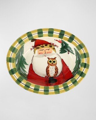 Old St. Nick Rimmed Oval Christmas Bowl