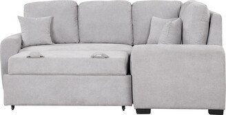 TOSWIN L-Shape Sleeper Sectional Sofa with USB Charging Port, Plug Outlet, and Matching Pillows