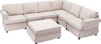 EDWINRAYLLC 108.6 Fabric Upholstered Sectional Sofa Sets Modular Customizable Sofa with Removable Ottoman for Living Room