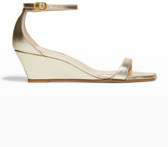 Nudistcurve Metallic Leather Wedge Sandals