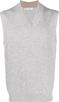 V-neck cashmere knitted vest