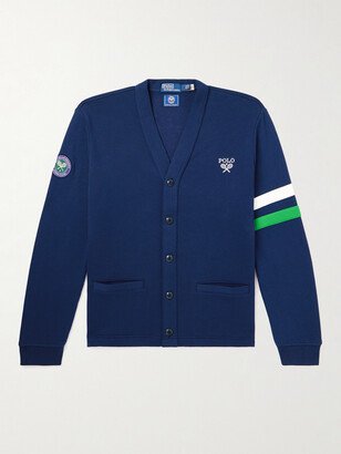 Wimbledon Logo-Embroidered Appliquéd Cotton-Blend Cardigan-AA