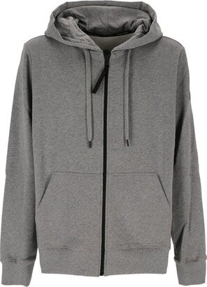 Logo Patch Zip-Up Drawstring Hoodie