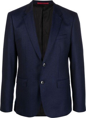 Long-Sleeved Virgin Wool Single-Breasted Blazer