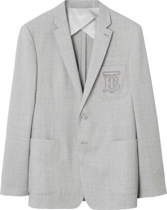 Embroidered-Logo Wool Tailored Jacket