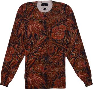 All-Over Botanical-Printed Knitted Sweatshirt