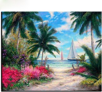 Coconut Tree 5D Diy Diamond Painting Cross Stitch Full Drill Tropical, Beach Sailboat, Ship Embroidery Mosaic Kit