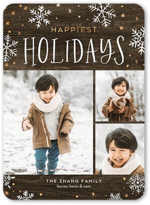 Holiday Cards: Rustic Winter Holiday Card, Brown, 5X7, Holiday, Pearl Shimmer Cardstock, Rounded