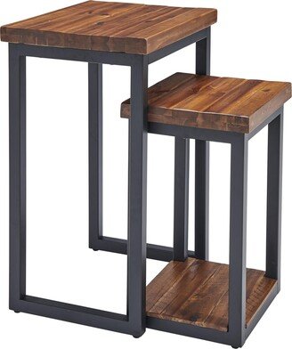 Claremont Rustic Wood Nesting End Tables Set