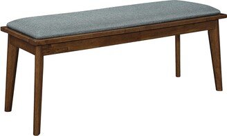 Coaster Furniture Aldredo Mid Century Modern Wood Dining Bench Upholstered Padded Seat Cushion Gray Fabric Walnut 108083