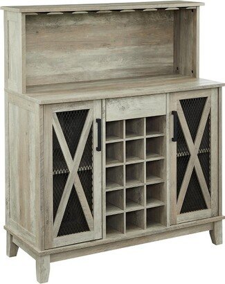 Home Source Jill Zarin Bar Coffee Station Microwave Cabinet in Grey Wash Finish