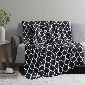 Gracie Mills Oversized Ogee Throw Blanket, Black - Full/Queen