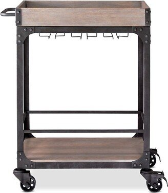 Franklin Bar Cart and Wine Rack Weathered Gray