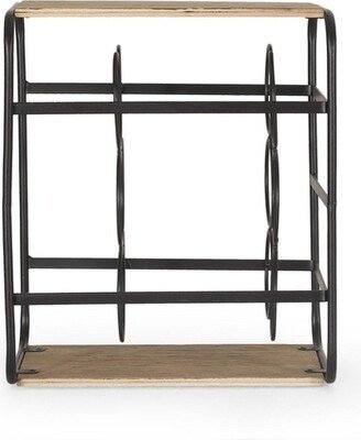 Rauser Modern Industrial 6 Bottle Tabletop Wine Rack Natural/Black