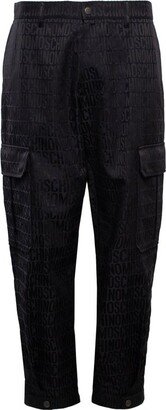 Logo Printed High-Waist Cargo Trousers