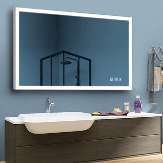 Jims Maison Rectangular Aluminum Framed Multi-functional Wall Mounted LED Bathroom Vanity Mirror