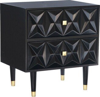 Contemporary Home Living 27 Black Geometric Patterned Two Drawer Nightstand