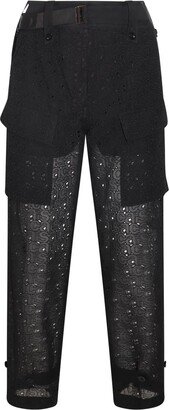 Monogram Lace Detailed Cargo Pants