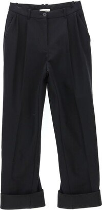 Button Detailed Straight Leg Trousers-AO