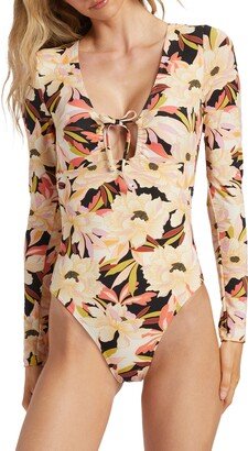 Dream State Floral One-Piece Rashguard Swimsuit