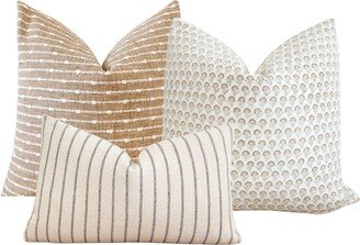 Arden Fall Pillow Combination| Set Of 3 Covers| Designer Neutral Home Decor| Sofa Set