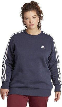 Plus Size Inc 3-Stripes Fleece Sweatshirt (Legend Ink/White) Women's Clothing