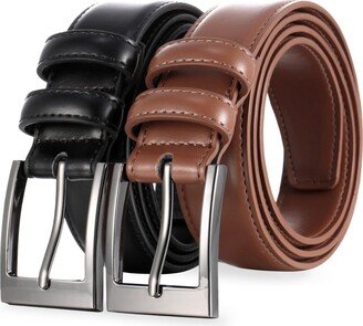 Mio Marino Men's Dual Loop Leather Belt, 2 pack - Deep charcoal amber