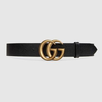 Wide leather belt with Double G buckle