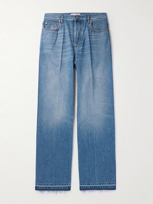 Wide-Leg Distressed Jeans-AA