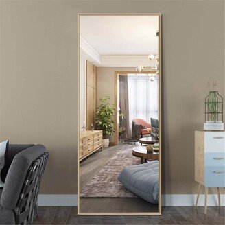 Ealdun Trade LLC 59x19 Gold Rectangular Full Length Floor Mirror with Stand