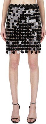 High-Waist Sequinned Mini Skirt