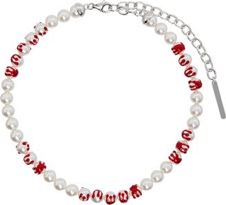 SSENSE Exclusive White & Red YVMIN Edition Pearl Necklace