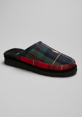 Polo Ralph Lauren Men's Clog Tartan Plaid Slippers, Red, 10 D Width