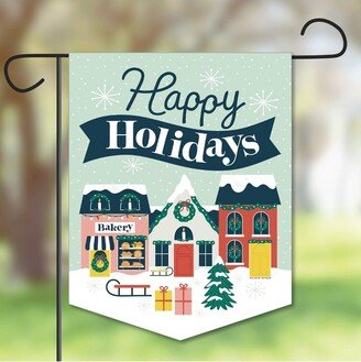 Big Dot of Happiness Christmas Village - Outdoor Home Decorations - Double-Sided Holiday Winter Houses Garden Flag - 12 x 15.25 inches