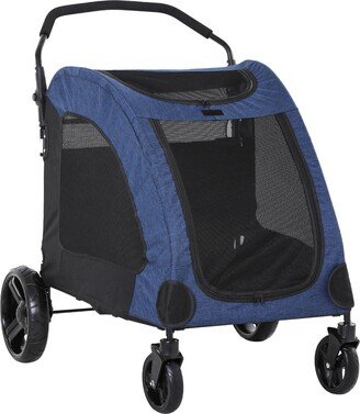 Pet Stroller with Storage Foldable for Medium Size Dogs Blue