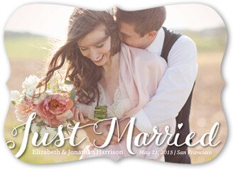 Wedding Announcements: Wonderful Moment Wedding Announcement, White, Pearl Shimmer Cardstock, Bracket