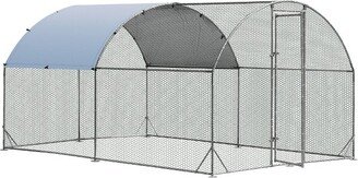 Tangkula Large Metal Chicken Coop Outdoor Galvanized Dome Cage w/ Cover 9 ft x 12.5 ft