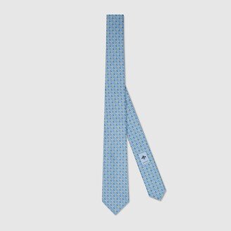 Round Interlocking G net silk tie