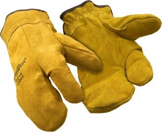 Men's Three Finger Split Leather Mitten Gloves