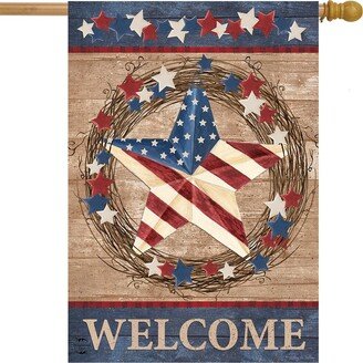 4Th Of July Garden Flag, Patriotic Barn Star American Welcome USA Independence Day House Decor, Farmhouse Outdoor Flag Gift